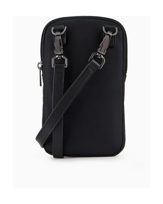 Emporio Armani Black Logo-Plaque Zipped Phone Holder for men