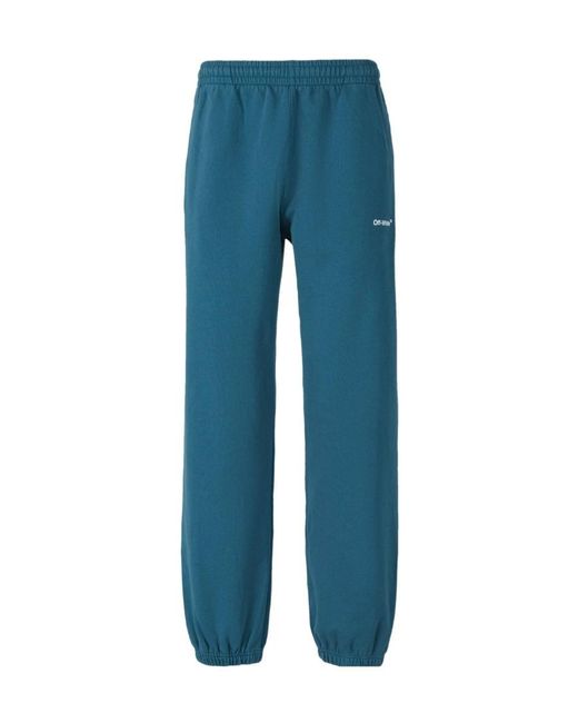 Off-White c/o Virgil Abloh Blue Logo Printed Elasticated Waistband Trousers for men