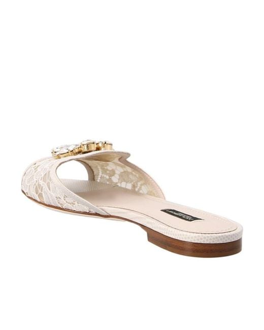 Dolce & Gabbana White Bianca Lace Detailed Sandals