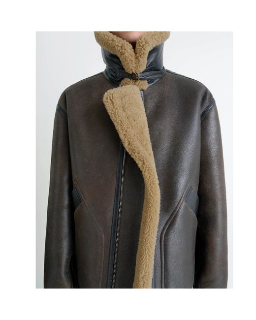 Lemaire Black Shearling-Trim Jacket for men