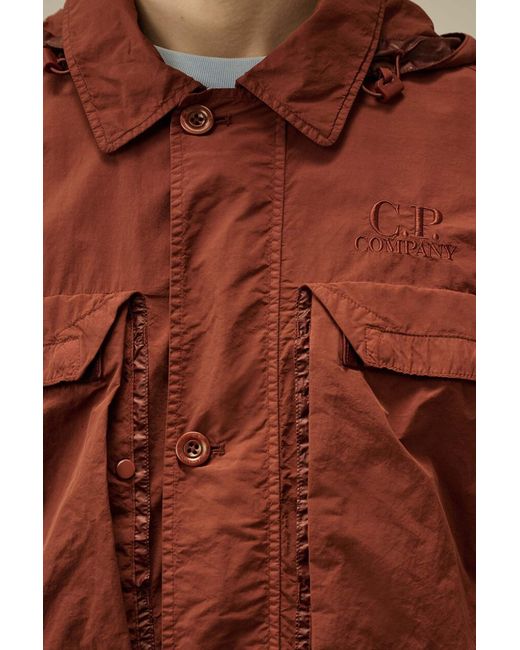 C P Company Brown Flatt Goggle Overshirt for men