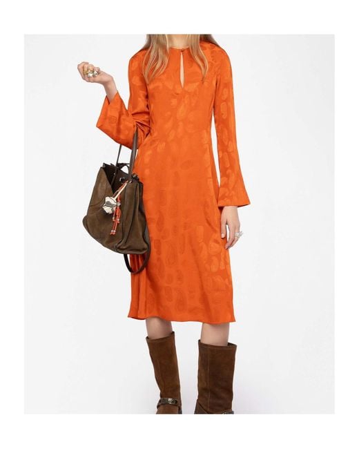 Zadig & Voltaire Orange Paisley Midi Dress