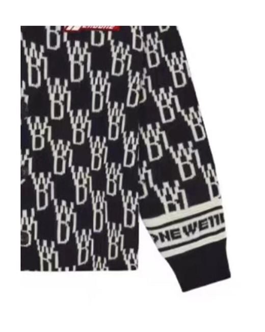 we11done Black Logo Jacquard Knitted Cardigan for men