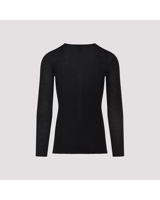 Rick Owens Black Ribbed Round Neck Pullover for men
