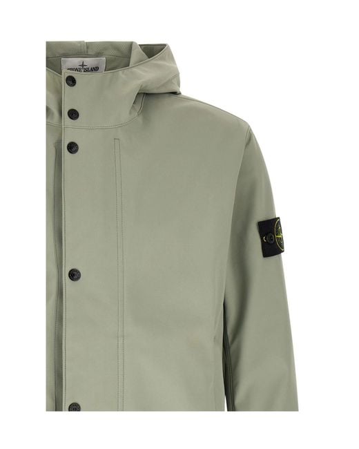 Stone Island Green Logo Patch Hooded Jacket for men
