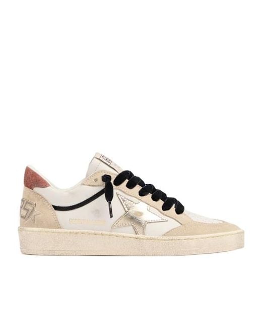Golden Goose Deluxe Brand Natural Ballstar Laminated Leather Sneakers
