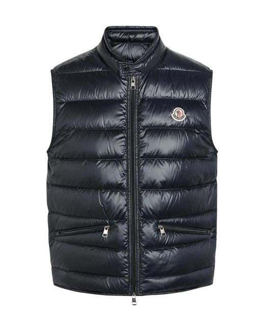 Moncler Blue High-Neck Down Vest for men