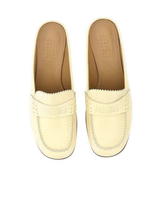 MM6 by Maison Margiela White Swing Toe Leather Loafers