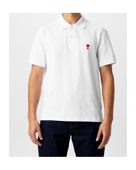 AMI White Adc Polo for men