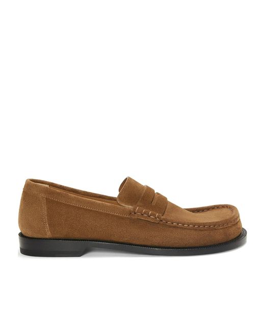Loewe Brown Campo Round Asymmetrical Toe Loafers for men