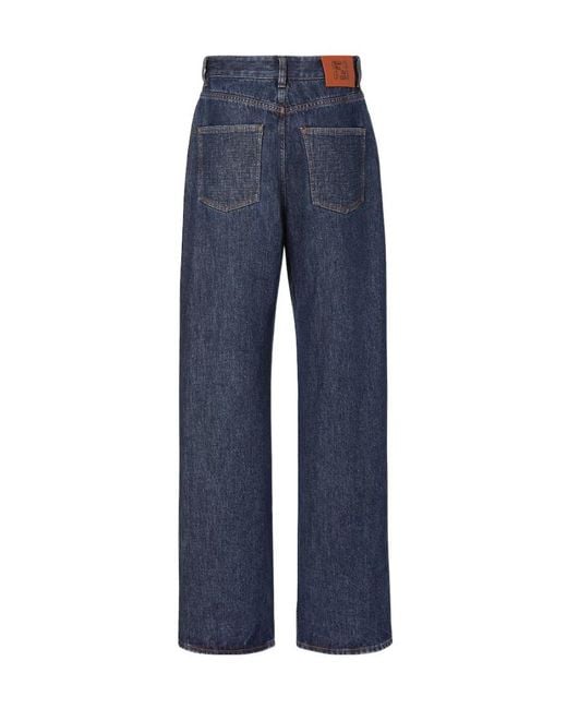 Fendi Blue Logo Patch Straight-Leg Jeans