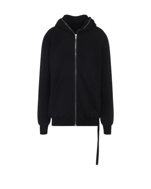 Rick Owens Black Gimp Zip-Up Hooded Sweatshirt for men