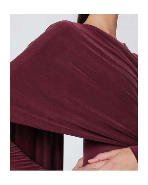 ANDAMANE Red Draped Long-Sleeved Bodysuit