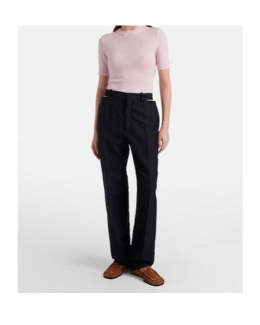 Jil Sander Blue Cutout Wool And Mohair Straight Pants