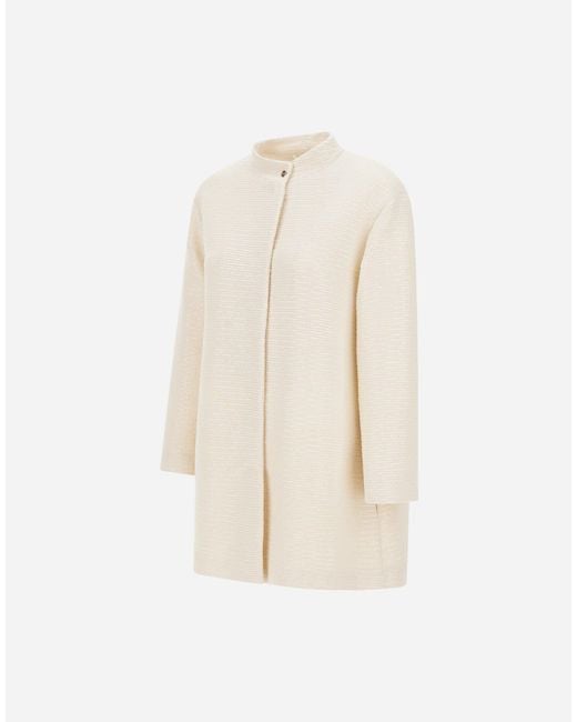 Herno White Button Detailed Long Coat