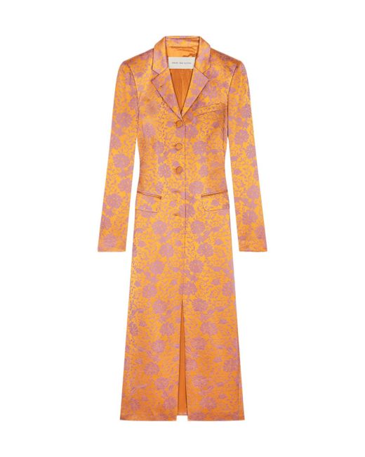 Dries Van Noten Orange Jacquard Single-Breasted Coat