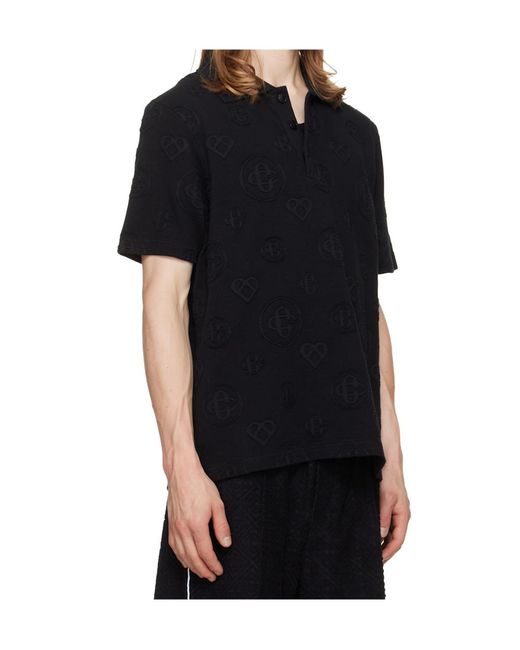 Casablanca Black Short-Sleeved Polo Shirt for men