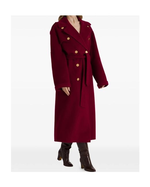 Alberta Ferretti Red Double-Breasted Belted Coat