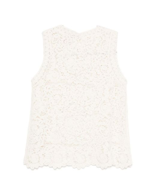 Semicouture White Lace Top