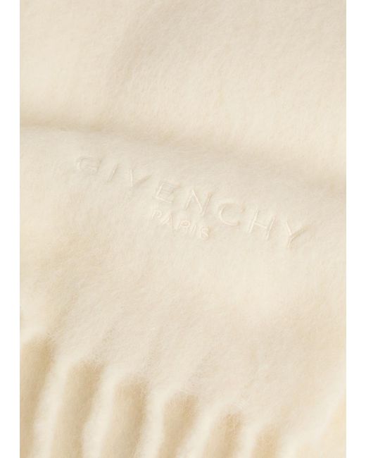 Givenchy White Fringed Alpaca-Blend Scarf