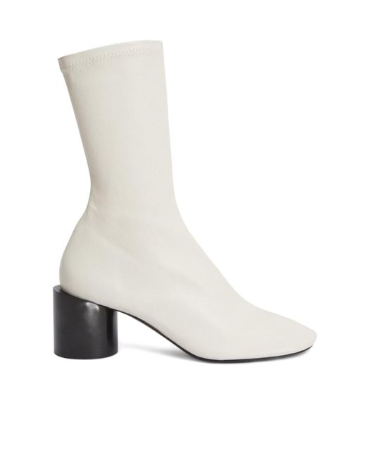Jil Sander White Block-Heel Ankle Boots