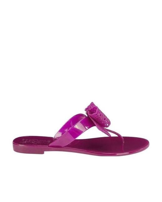 Ferragamo Purple Bowknot Clip Toe Cool Drag
