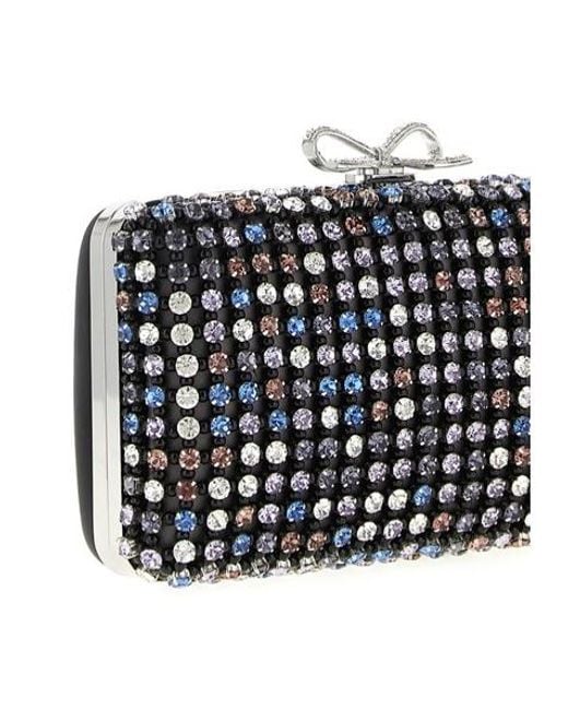 Self-Portrait Black Crystal-Decorated Mini Clutch