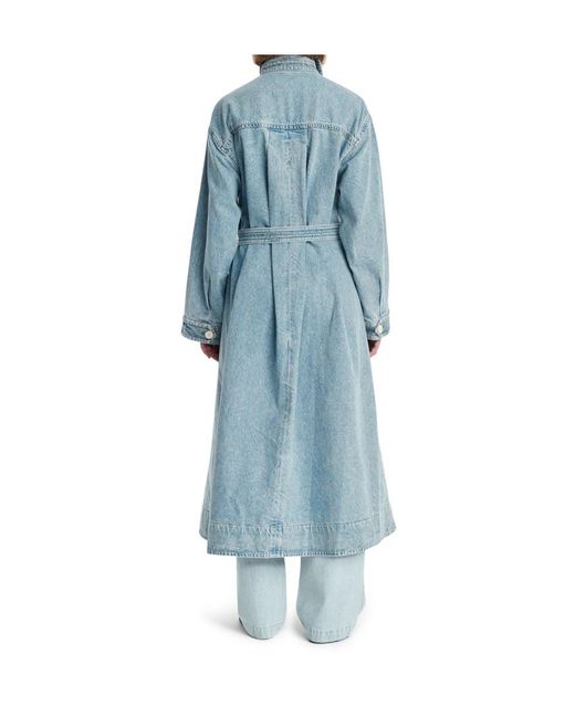 Agolde Blue Belted Denim Trench Coat