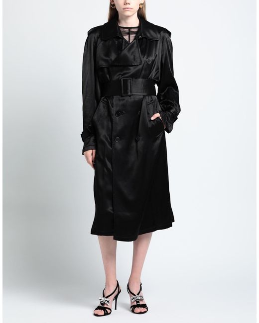 Balenciaga Black Solid Color Satin Trench Coat