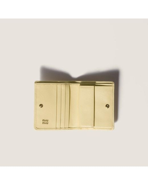 Miu Miu Metallic Small Matelassé Nappa Leather Wallet