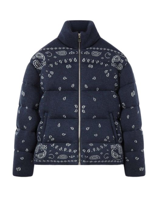 Alanui Blue Bandana Jacquard Puffer Jacket for men
