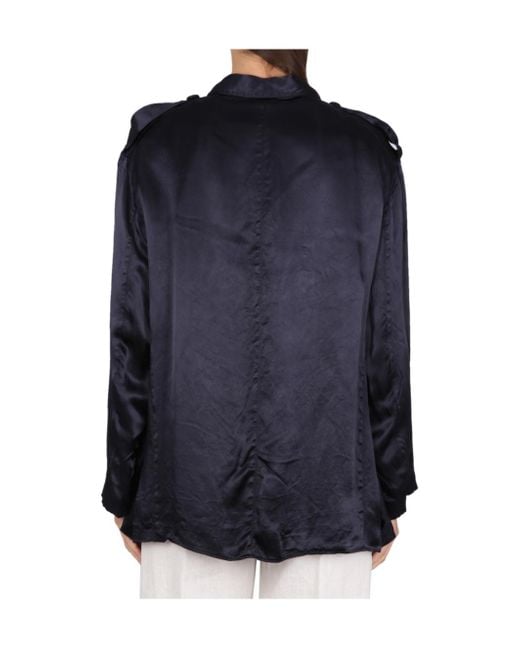 Aspesi Blue High-Shine Finish Single-Breasted Blazer