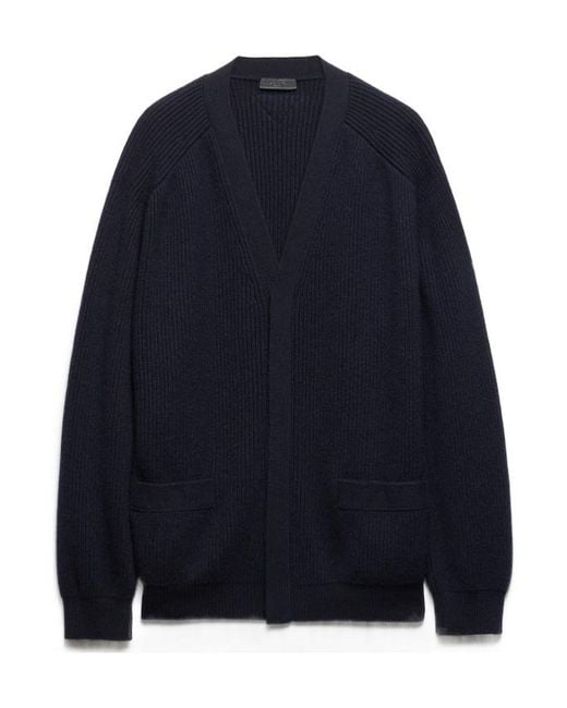 Prada Blue Cashmere Cardigan for men
