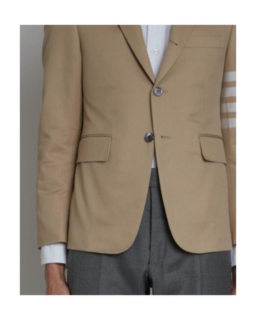 Thom Browne Natural Stripe-Print Detail Blazer for men