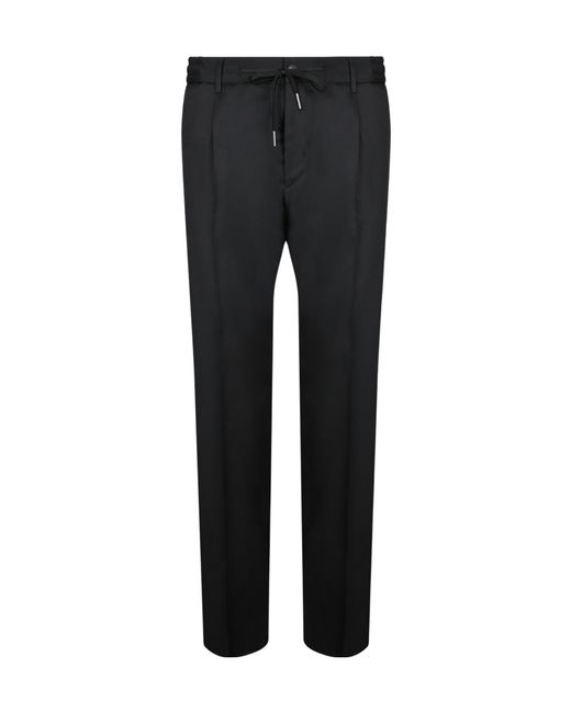 Tagliatore Black Drawstring Waist Pants for men