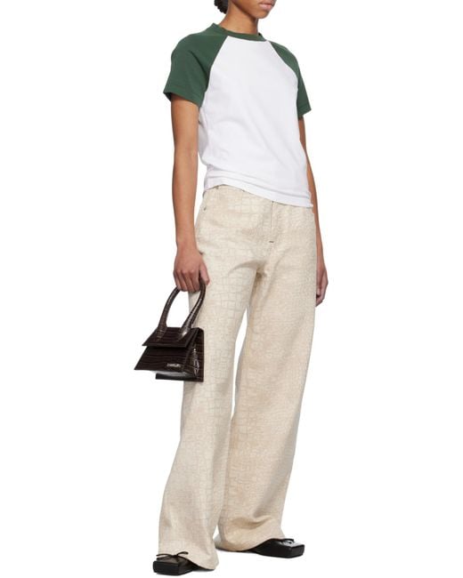 Jacquemus Green Cropped T-Shirt With Contrasting Raglan Sleeves