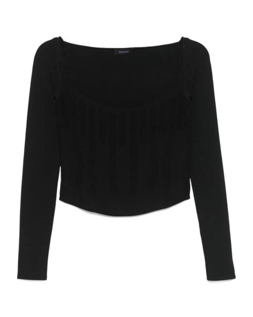 Mugler Black Boning-Detail Sweater