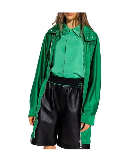 Bottega Veneta Green Drawstring Mini Dress