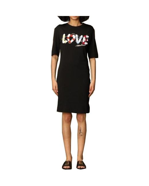 Moschino Black Printed T-Shirt Dress