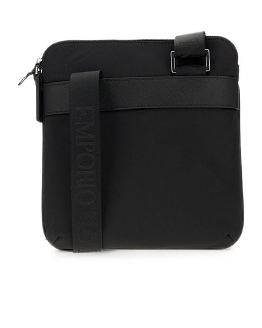 Emporio Armani Black Logo-Plaque Shoulder Bag for men