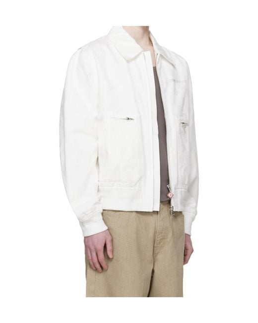 Casablanca White Zip-Up Bomber Jacket for men