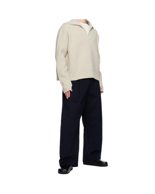 Studio Nicholson Blue Sortes High-Waisted Wide-Leg Pants for men
