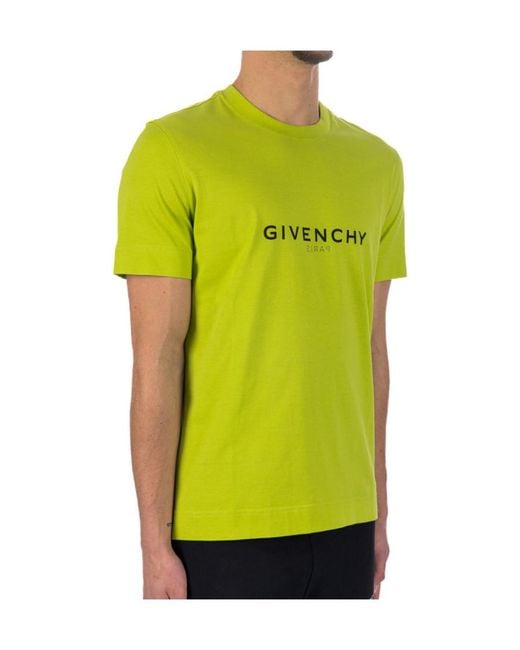 Givenchy Yellow Logo Printed Crewneck T-Shirt for men