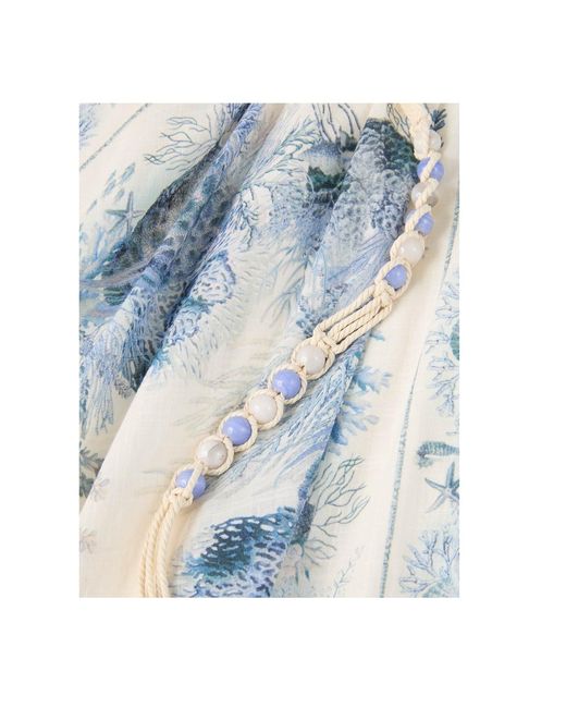 Zimmermann Blue Wanderlust A-Line Maxi Skirt