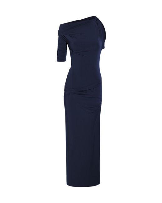 Jacquemus Women's Blue Draped One-Shoulder Dress