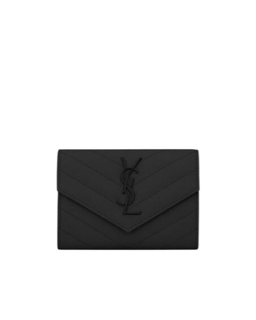 Saint Laurent Black Small Monogram Envelope Wallet