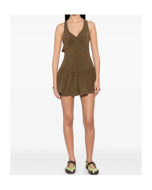 ShuShu/Tong Brown V-Neck Mini Dress