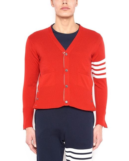 Thom Browne Red Long-Sleeved Sweater for men