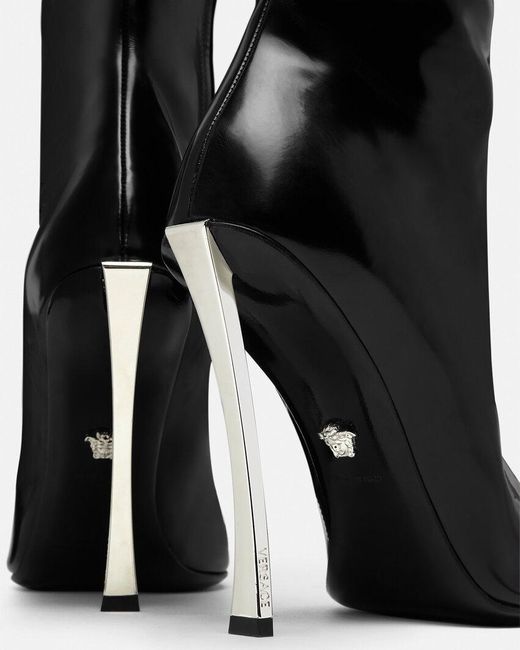 Versace Black Pin-Point Knee-High Boots