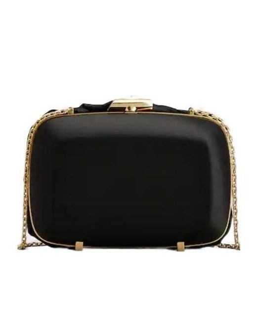 Roger Vivier Black Rose-Motif Chain Mini Bag